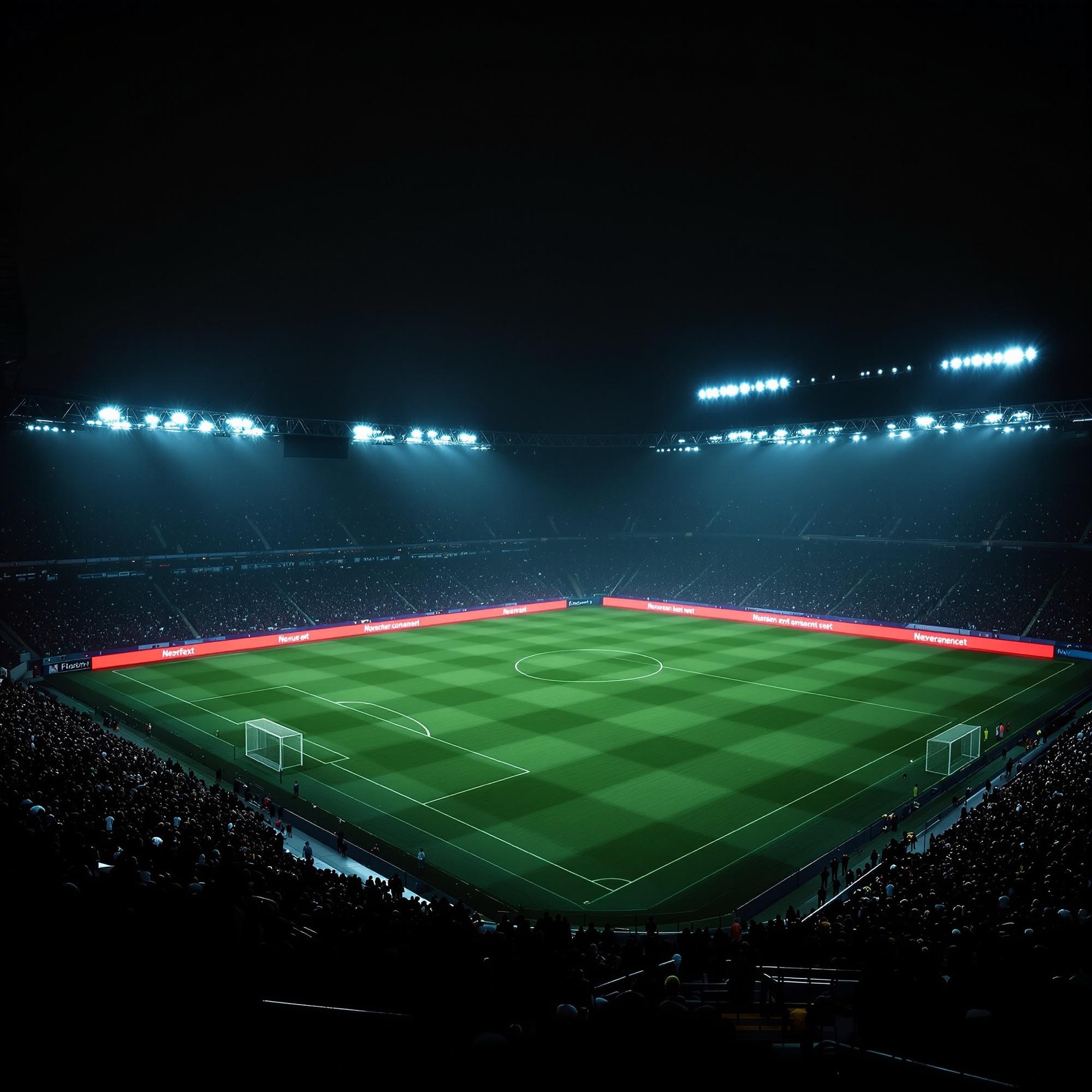 Stadio di notte con i led rossi a bordo campo